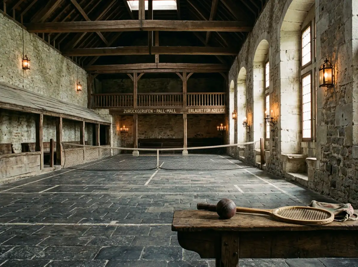Jeu de Paume - historisches Ballspiel in französischer Spielhalle