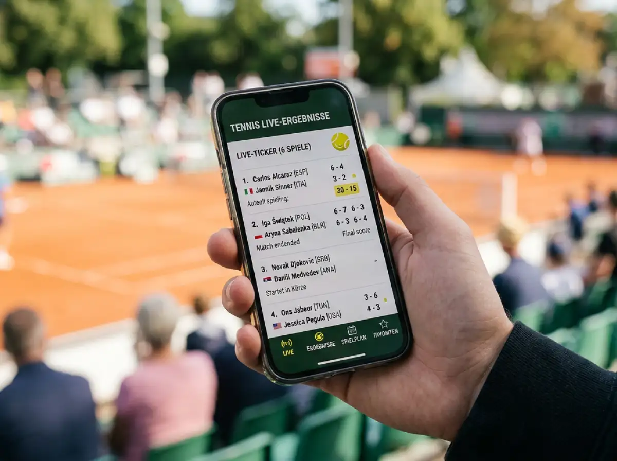 Smartphone mit Tennis Live-Score App: Spielstände in Echtzeit verfolgen