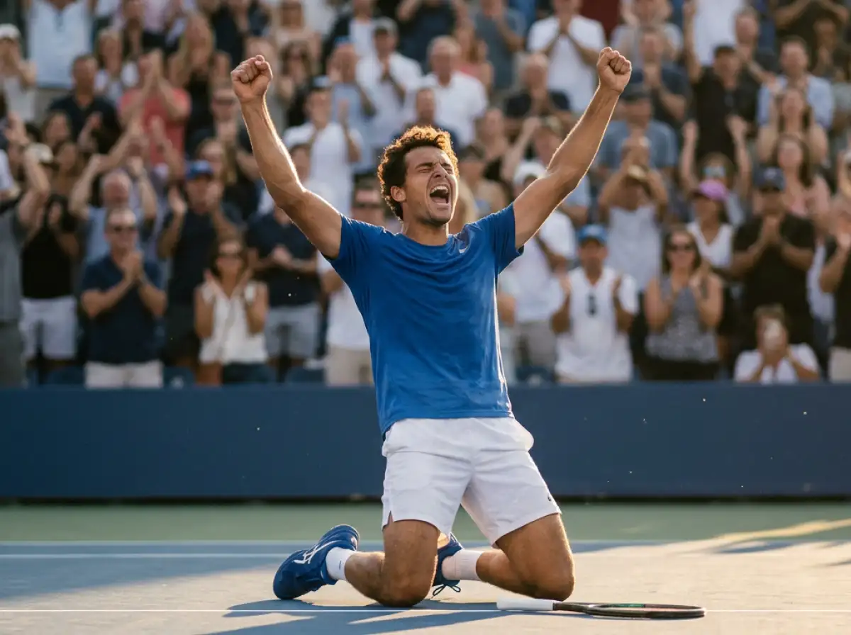 Tennisspieler im entscheidenden Matchball-Moment